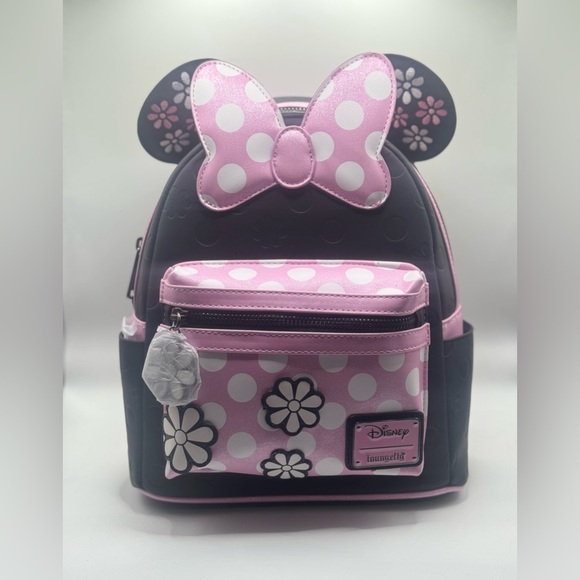 Loungefly | Bags | Loungefly Disney Pink And Black Polka Dot Minnie ...